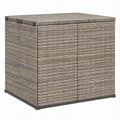 Baule contenitore rettangolare in rattan sintetico grigio e nero, 100 x 50 x 50 cm