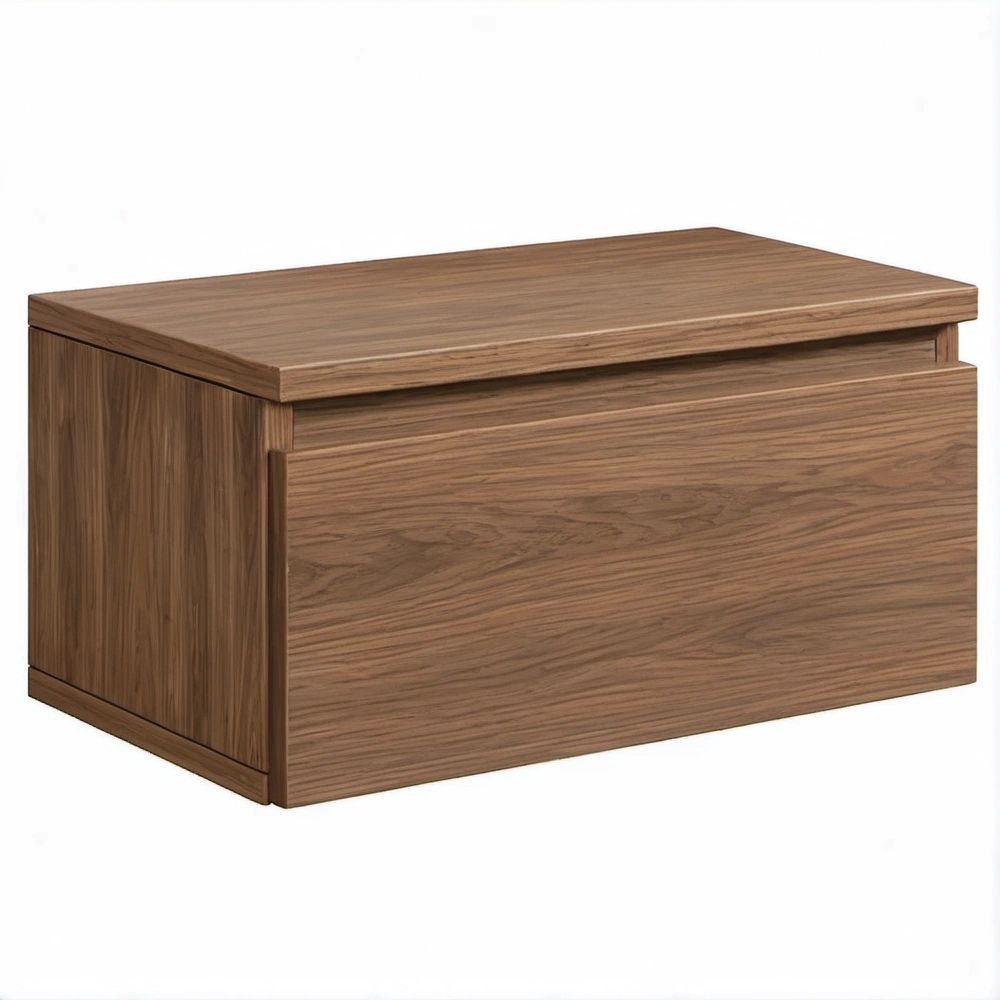 Comodino sospeso in MDF impiallacciato noce con cassetto, 60 x 40 x 40 cm