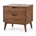 Comodino Rettangolare Marrone Noce 60 x 40 x 60 cm con 2 Cassetti