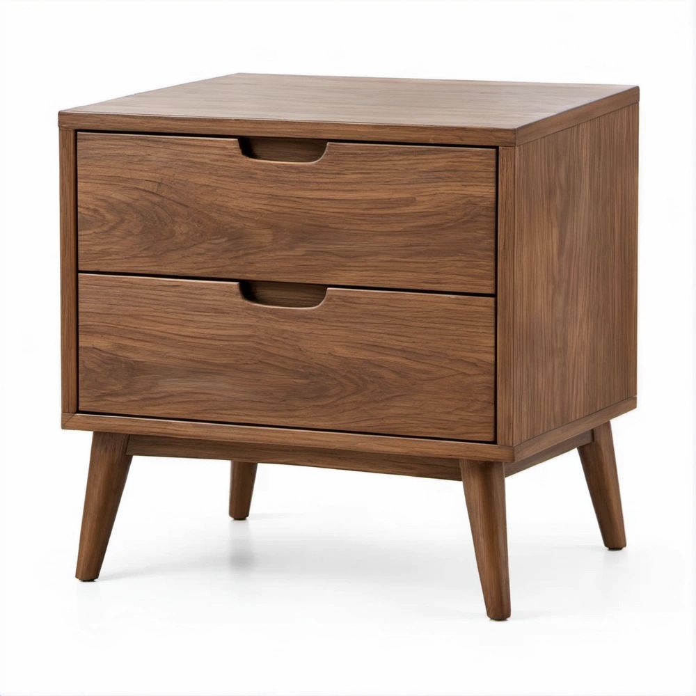 Comodino Rettangolare Marrone Noce 60 x 40 x 60 cm con 2 Cassetti