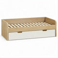 Letto singolo per bambini 90 x 200 cm con cassetto estraibile, Rovere chiaro/Bianco