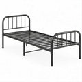 Letto singolo 90 x 190 cm in acciaio nero con testiera e pediera arrotondate