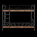 Letto a castello singolo in acciaio e MDF Nero/Marrone per materassi 90 x 200 cm