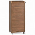 Armadio contenitore in MDF color Noce con serranda, serratura e ruote, 45 x 37 x 110 cm