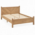 Letto matrimoniale in rovere massello naturale con rete a doghe, 160 x 200 cm