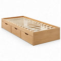 Letto singolo in rovere chiaro con rete a doghe e 3 cassetti, 90 x 200 cm
