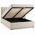 Letto matrimoniale contenitore beige con rete a doghe 160 x 200 cm