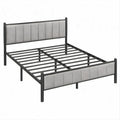 Letto matrimoniale 140 x 200 cm con struttura in acciaio nero e pannelli imbottiti grigi