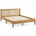 Letto matrimoniale in rovere massello naturale con rete a doghe, 160 x 200 cm