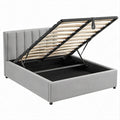 Letto matrimoniale con contenitore grigio, rete sollevabile 160 x 200 cm